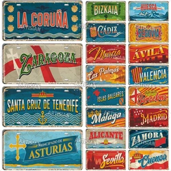 Artisian SPAIN Landmark Metal Sign City License Plate Decorative Vehicle Plate Wall Decor Garage Bar Pub Club Hotel Cafe Kitchen
