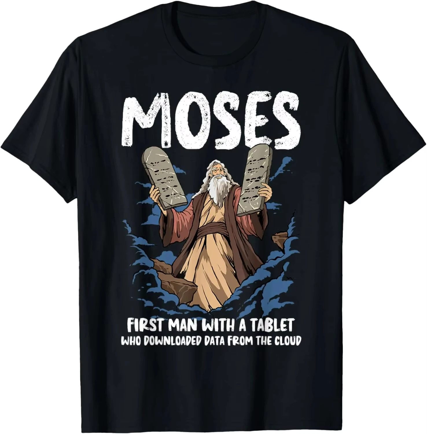2026NEW Funny Moses Shirt Christian Humor Bible Gospel Data Cloud T-Shirt Y2K