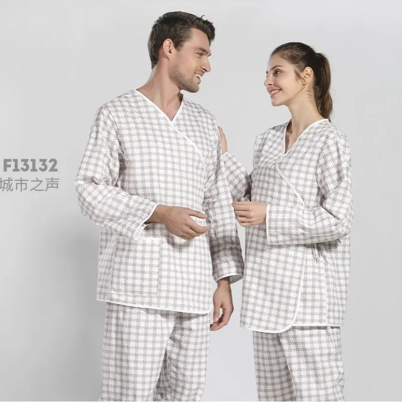 Patient outfits men cotton physical examination clothing tied patient suits women pajamas Medical Nursing uniform top pants set