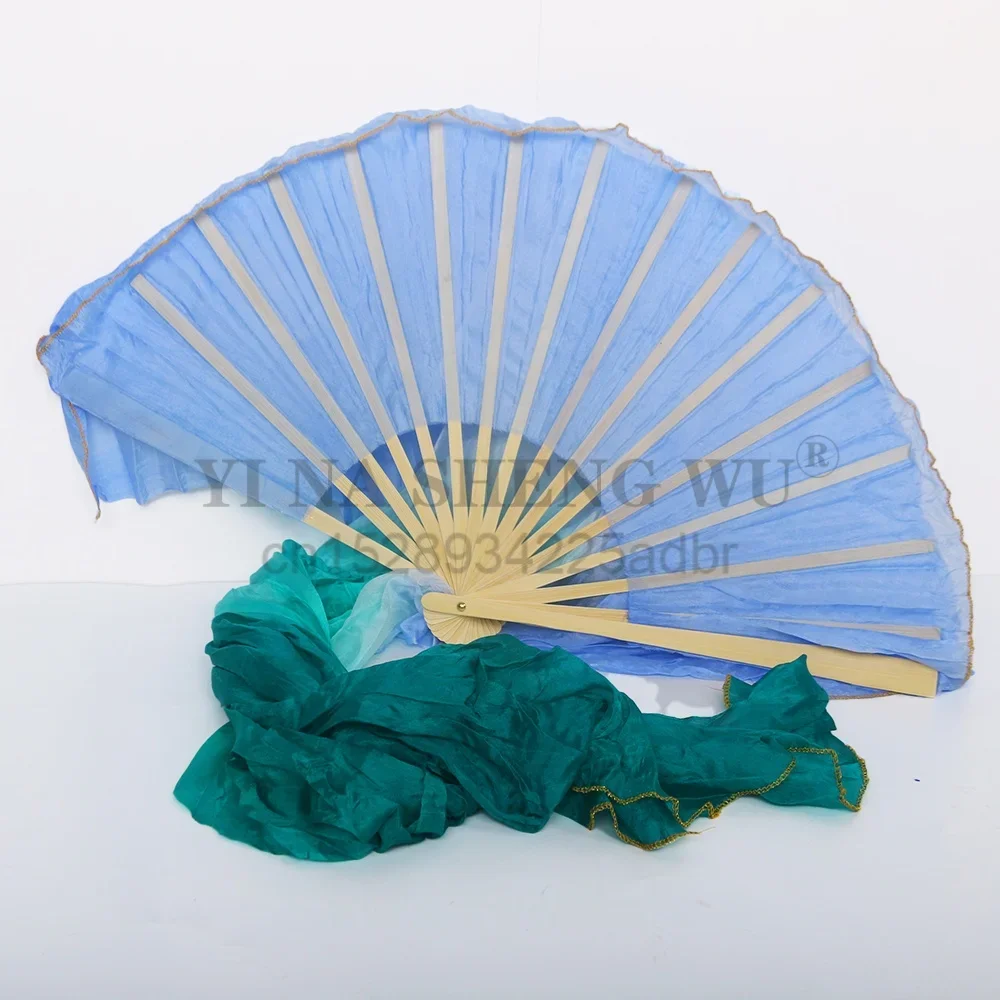 مراوح الحرير المتدرجة صبغ اليد فلوي النعناع الأخضر الرقص الشرقي الدعائم عرض مسرحي مراوح الإكسسوارات لممارسة البطن واستخدام المنافسة #1