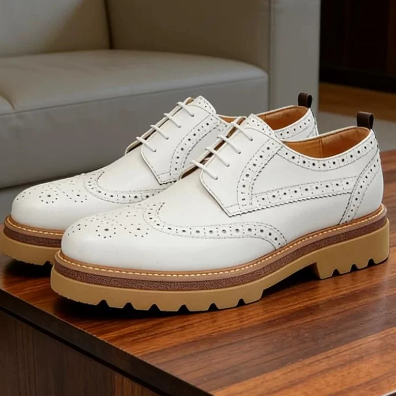 

Stylish Luxurious Men's Leather Shoes Cowhide Lining And Pad Anti-slip Thick sole Height-increasing Derby Business Formal Shoes