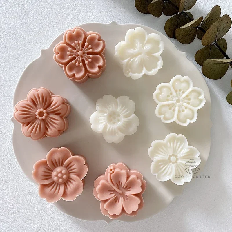 4 pz/set Cherry Blossom Rose Pattern stampo in Silicone torta caramelle al cioccolato casa cucina stampi per torte fatti a mano fai da te candela