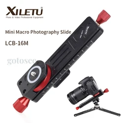 XILETU LCB-16M Mini Macro Photography Rail Slider Quick Release Plate Holder Gear Slide for Camera Tripod Time-lapse ARCA SWISS
