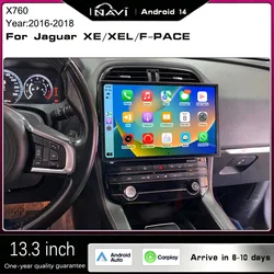 13.3 inch For Jaguar XE/XEL/F-PACE 2016-2019 Multimedia Player Radio Carplay Android 14 Retains OEM Menu Full Touch Screen