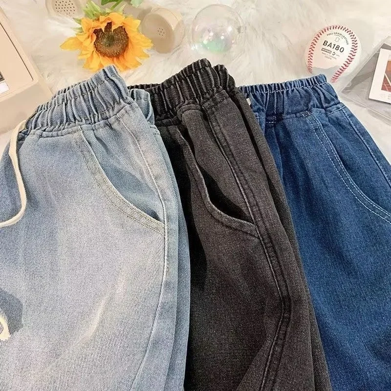

Fashion 2026 Korean Style Vintage Men's Jeans Summer Loose Male Wide Leg Knee Length Shorts New Washed Fashion Short Denim Pants