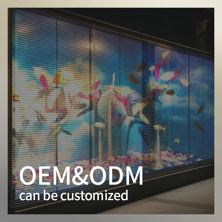Flexible P3.91 SMD2222 LED Film Display 12V Adhesive Holographic Screen for Glass Window Commercial Advertising