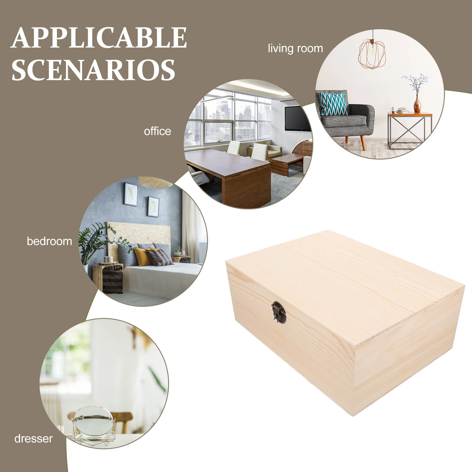 

Wooden Jewelry Box Rustic Storage Case Hinged Organizer for Rings Earrings Necklaces Bracelets Desktop Keepsakes Holder