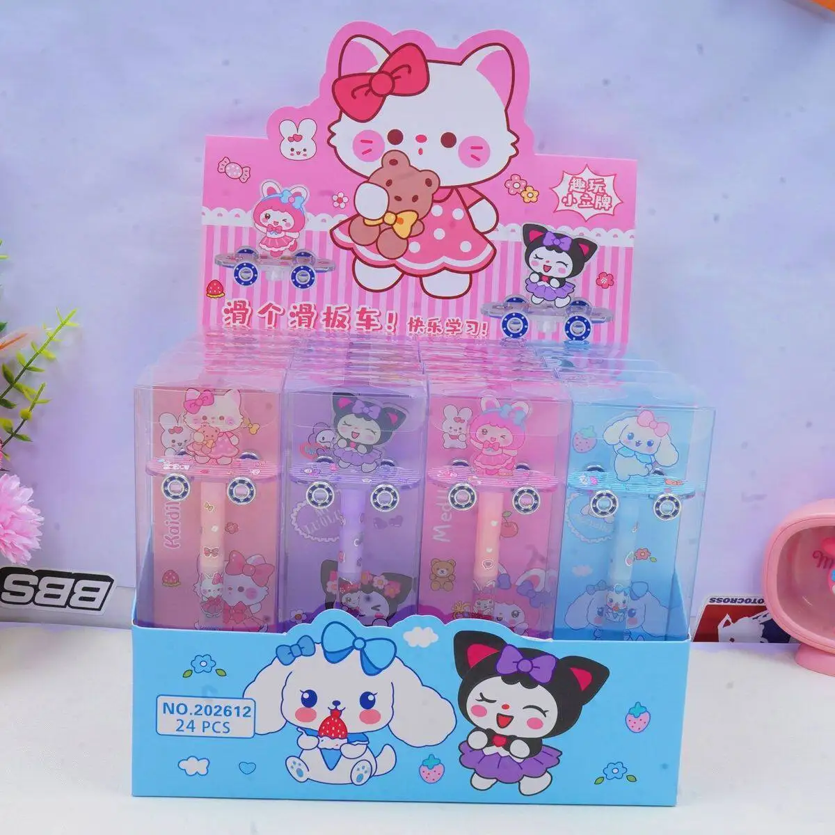 

Kawaii Hello kitty Gel Pen New Kawaii Kuromi My melody Student Stationery Supplies 0.5 Black Cartoon Patch Pens Children Study G
