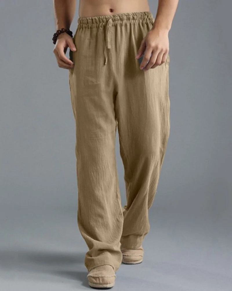 Men's Beach Pants Joggers Streetwear Cotton Linen Sweatpants Casual Pants Hawaiian Vacation Loose Summer Long