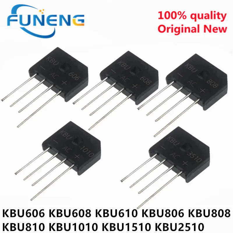 5PCS KBU1010 KBU-1010 10A 1000V diode bridge rectifier KBU1510 KBU808 KBU810 KBU606 KBU608 KBU610 KBU806 KBU2510 KBU1510 KBU3510