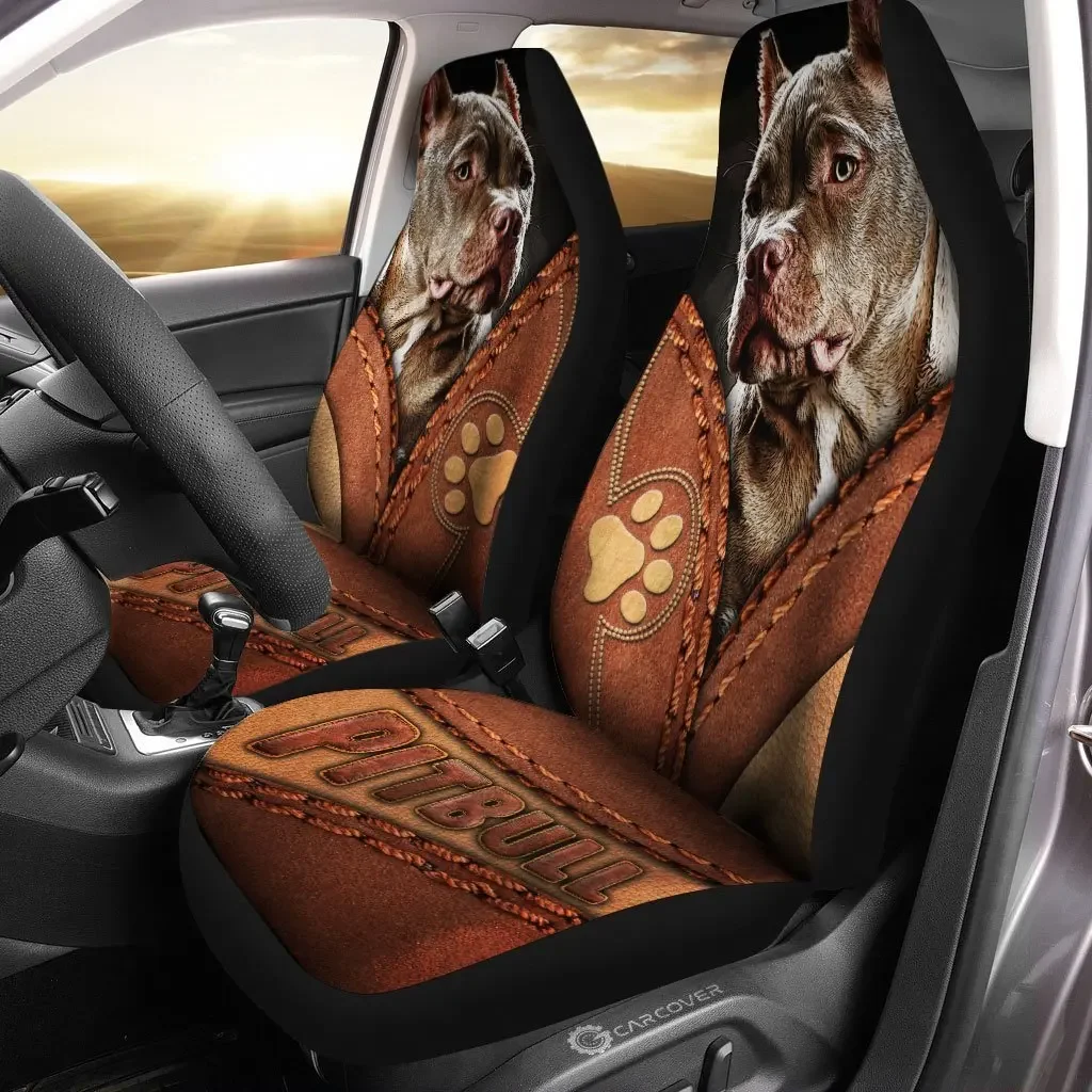 Personalized Image Pitbull Dog Car Seat Covers  Photo Dog Car Accessories Gifts Idea, Universal Front Seat Protective Cover