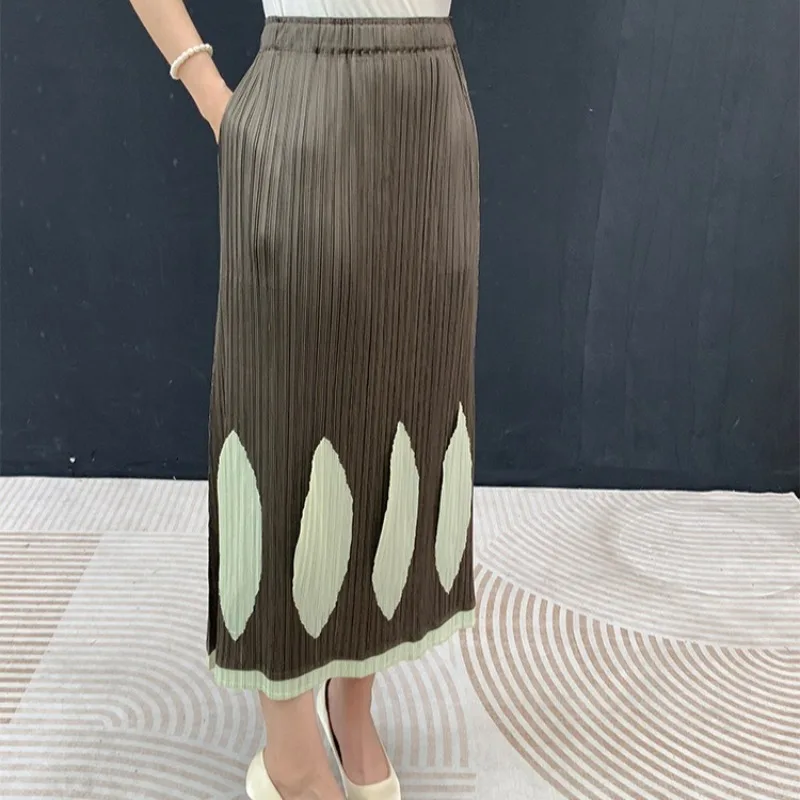 Pleated Skirt 2026 Summer New High Waist Bodycon Long Skirt Commuter Retro Fashion Women's Lightweight Draped Clothing