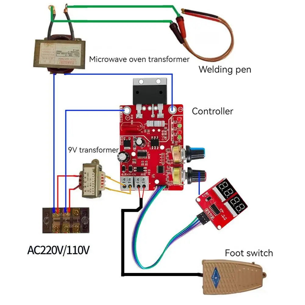 Ny-d01 Spot Welders Control Board 100A/40A Digital Display Spot Welding Time Current Controller Panel Diy Parts