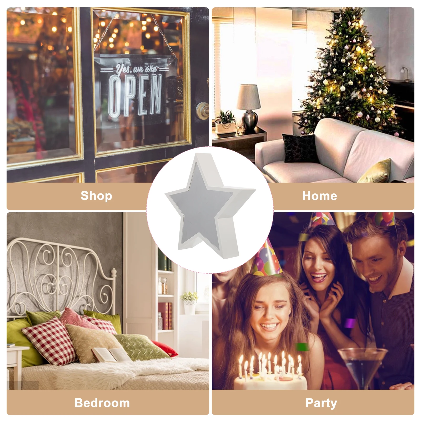 Plastic Star Shaped Night Mirror Lamp for Bedroom Kids Table Decor LED Christmas Gift Small Night Lamp