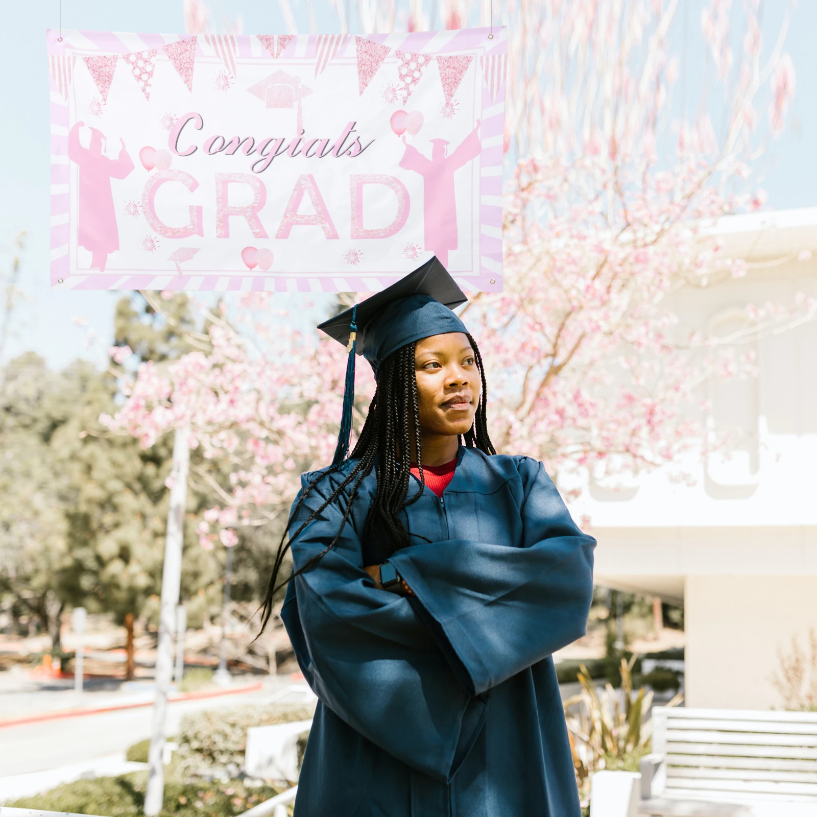 Graduation Party Curtains Background Backdrop Decorations 2022 Celebration Supplies Easy Carry Rich Colors Text Design