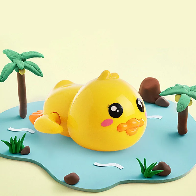 Baby Bath Toys Bathing Cartoon Cute Duck Classic Chain Clockwork Water Toys Swimming Pool Beach Kids Toddler Water Playing Toys