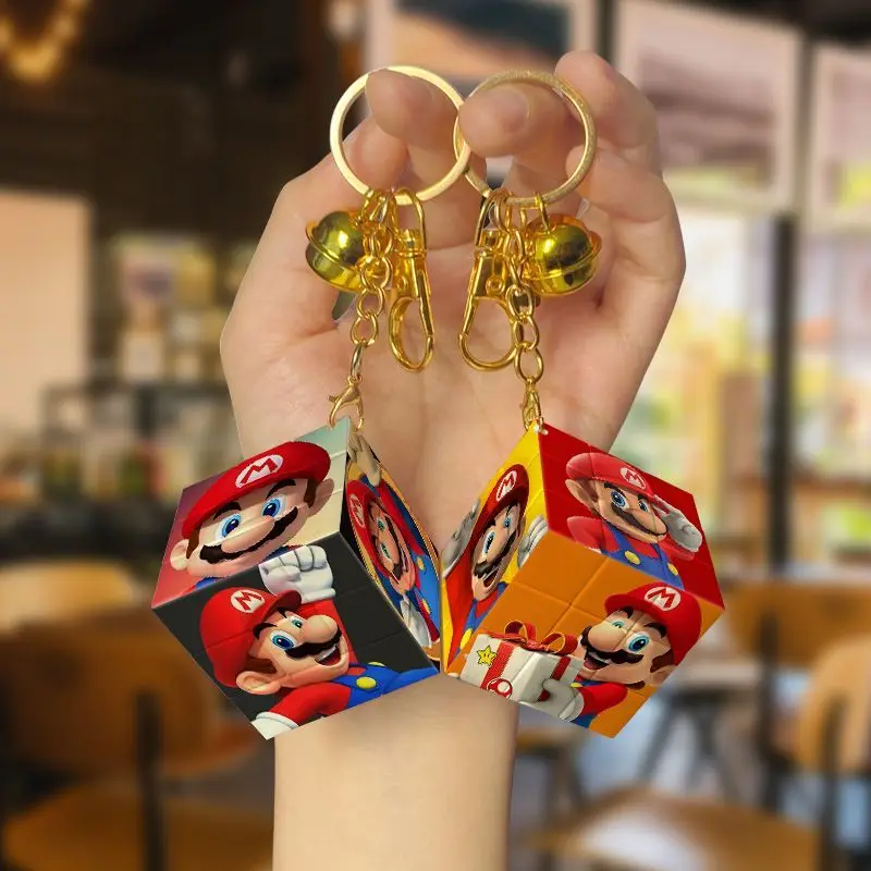 

New Super Marios Keychain Mini Rubik's Cube Keychain - Cute Car Couple Bag Pendant, Cartoon Puzzle Toy Gift for Kids Gift ﻿