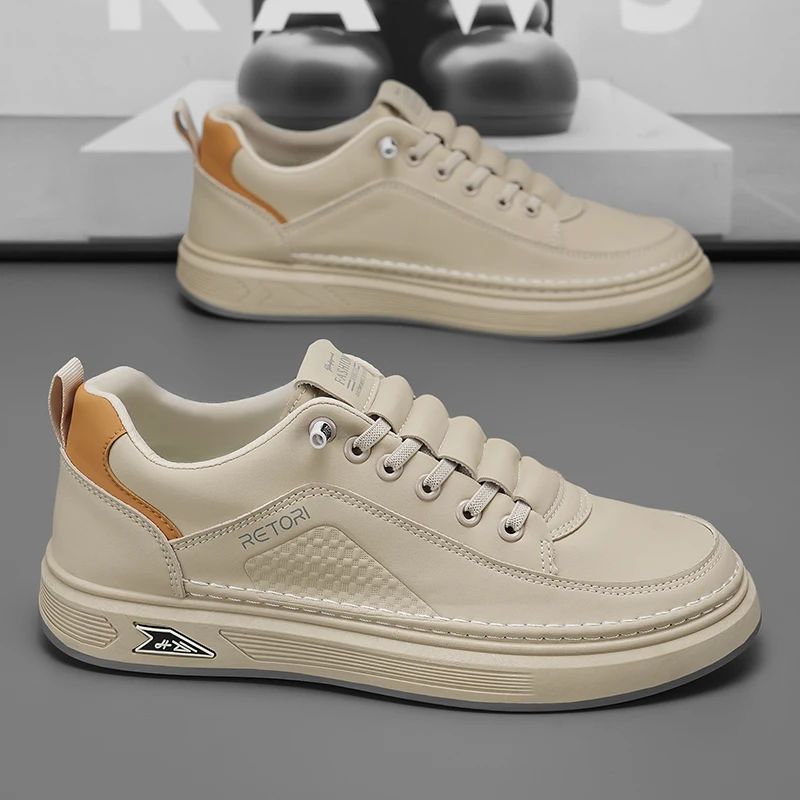 

2025 Breathable Walking Slip on Platform Shoes Cool Men Leather Casual Sneakers Male Flats Rubber Sole Shoes Tenis Masculino