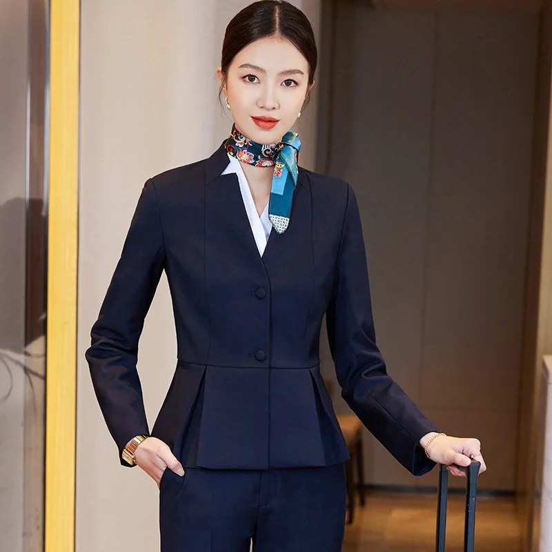 2024Spring Business Suit Set Blazer Waiter Workwear Customer Service Hotel Manager Front Desk Reception Uniform
