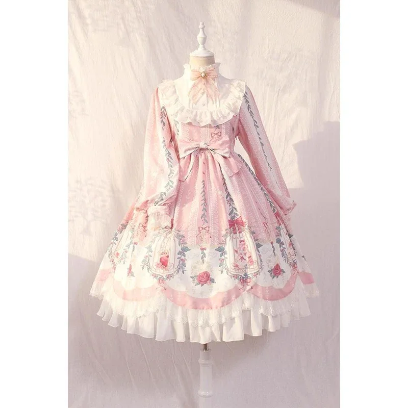

Lolita dress sweet lolita cage dream bow tie OP long-sleeved dress retro victorian dress kawaii girl gothic lolita 2025 new