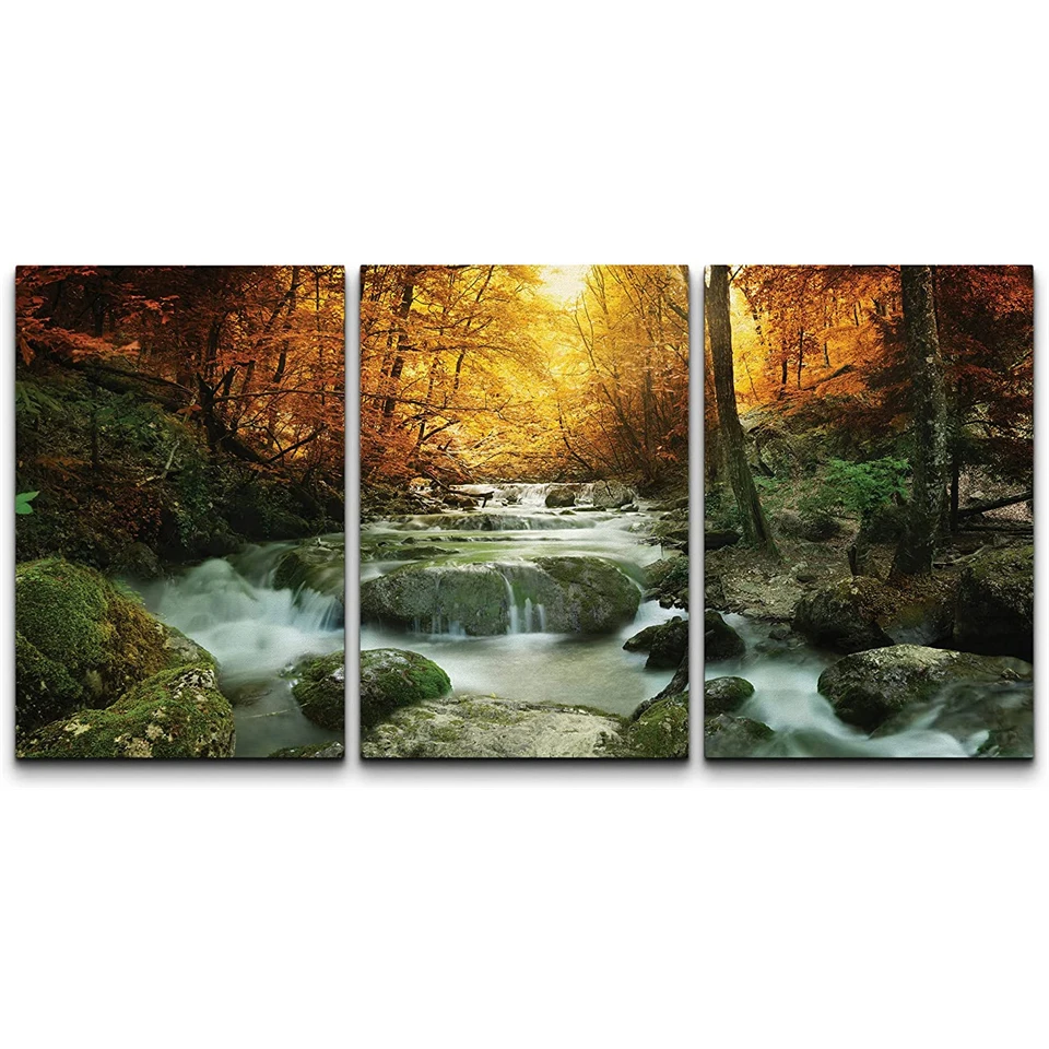 Trittico diamante ricamo foresta cascata vite natura pittura diamante 5D Kit trapano completo mosaico immagine decorazione della casa