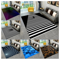 Abstract Rug Noise-Reducing Hypoallergenic Non-Slip Floor Mat Stylish Visual Anti-Fade Decor for Living Room Bedroom Entryway