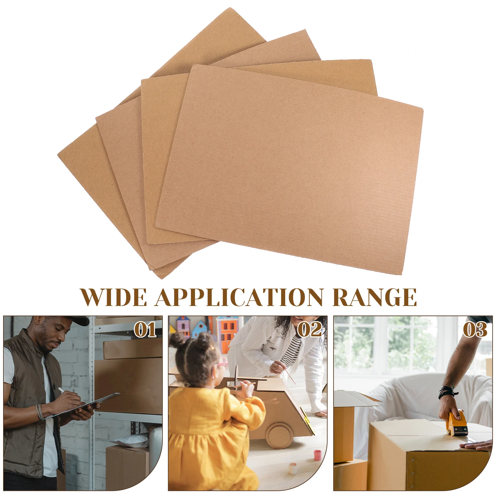 10 Sheets Corrugated Cardboard Express Packaging Paper Industrial A4 Size DIY Boxes Shipping Light Brown Packing for Moving