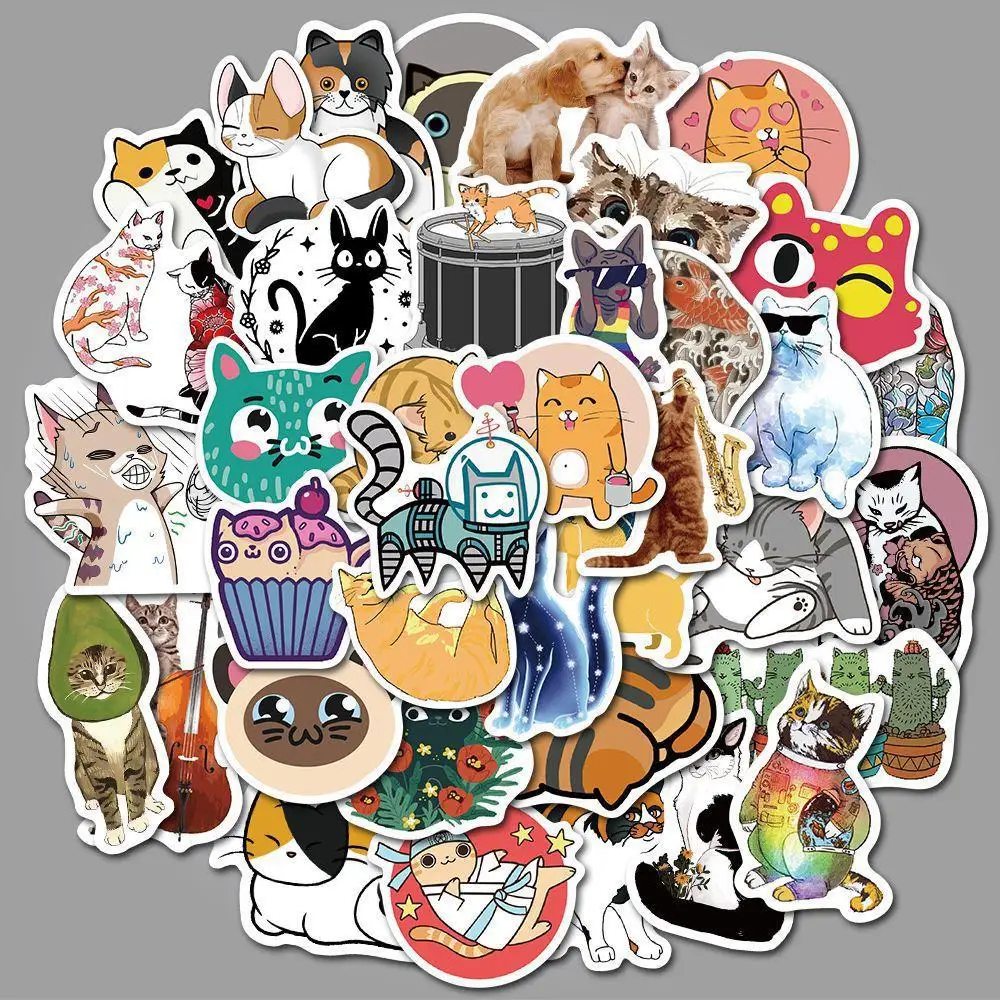 10/30/50Pcs  Cartoon Cute Cat Tattoo graffiti waterproof stickers For Snowboard Laptop Luggage Car Fridge DIY Styling Vinyl