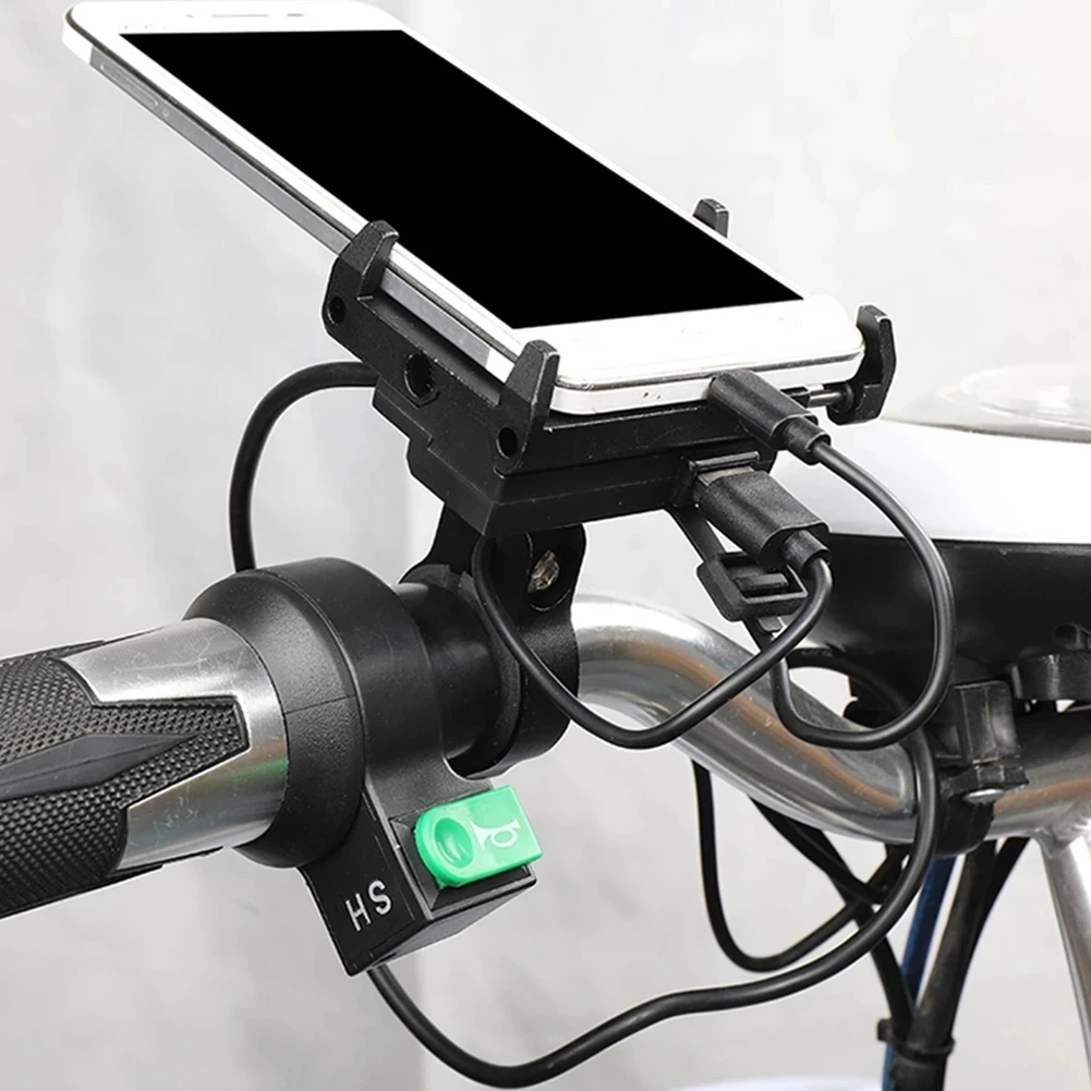 GUB G85E Bicycle Mobile Phone Holder with USB Charging Socket 22.2/25.4/31.8mm Motorcycle Handlebar Mount Cellphone Clip Stand