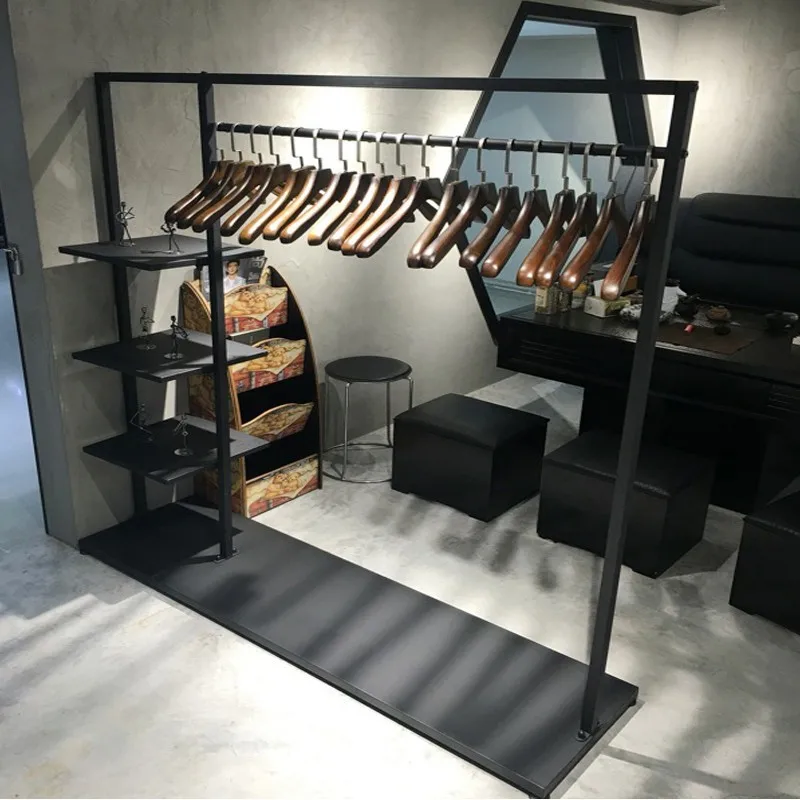 Clothing store display rack, wrought iron hanger, floor-to-ceiling Nakajima shelf, simple coat rack, clothes rack in the bedroom