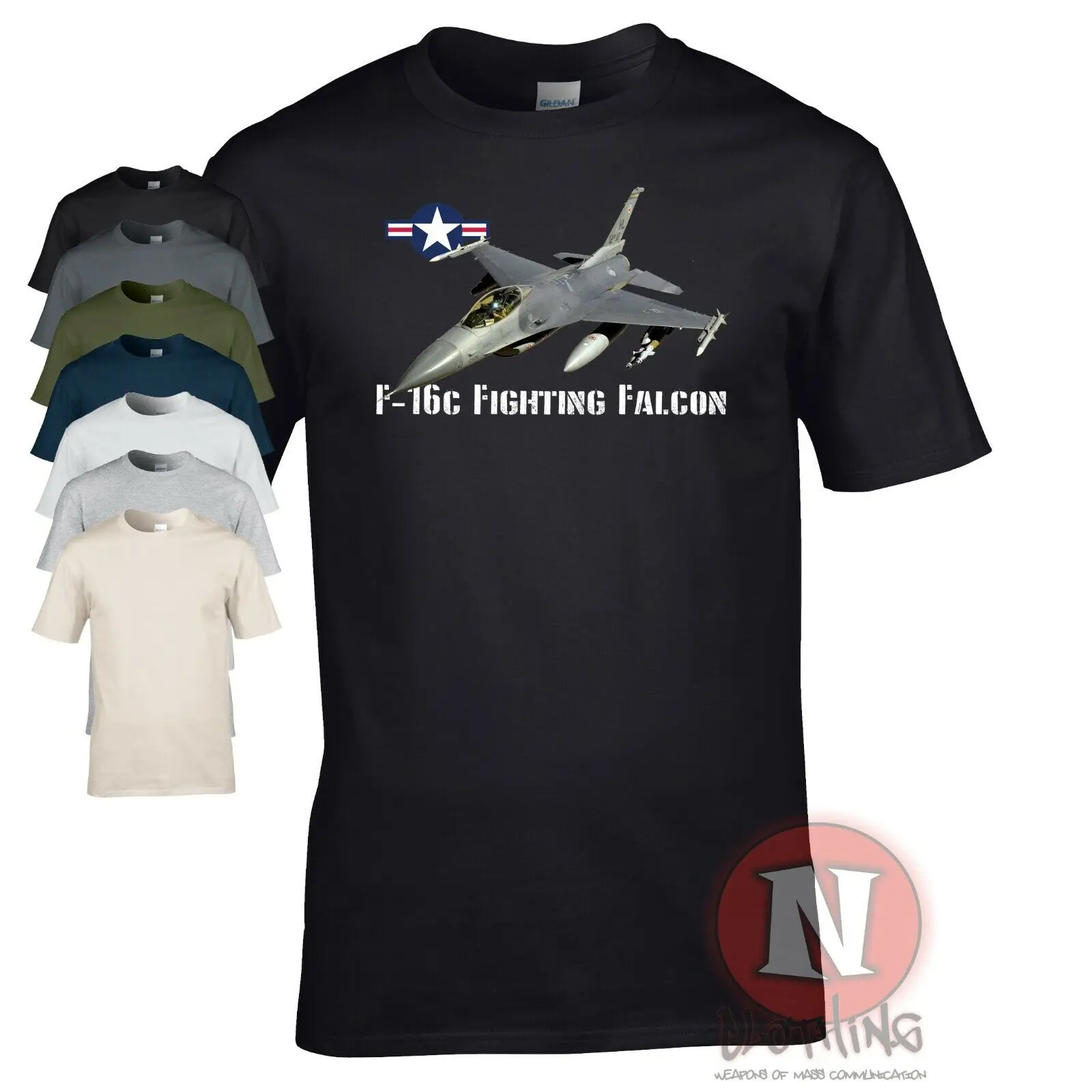 

USAF Fighter Aircraft F-16C Falcon Jet Plane T-shirt Short Sleeve Casual 100% Cotton T Shirt