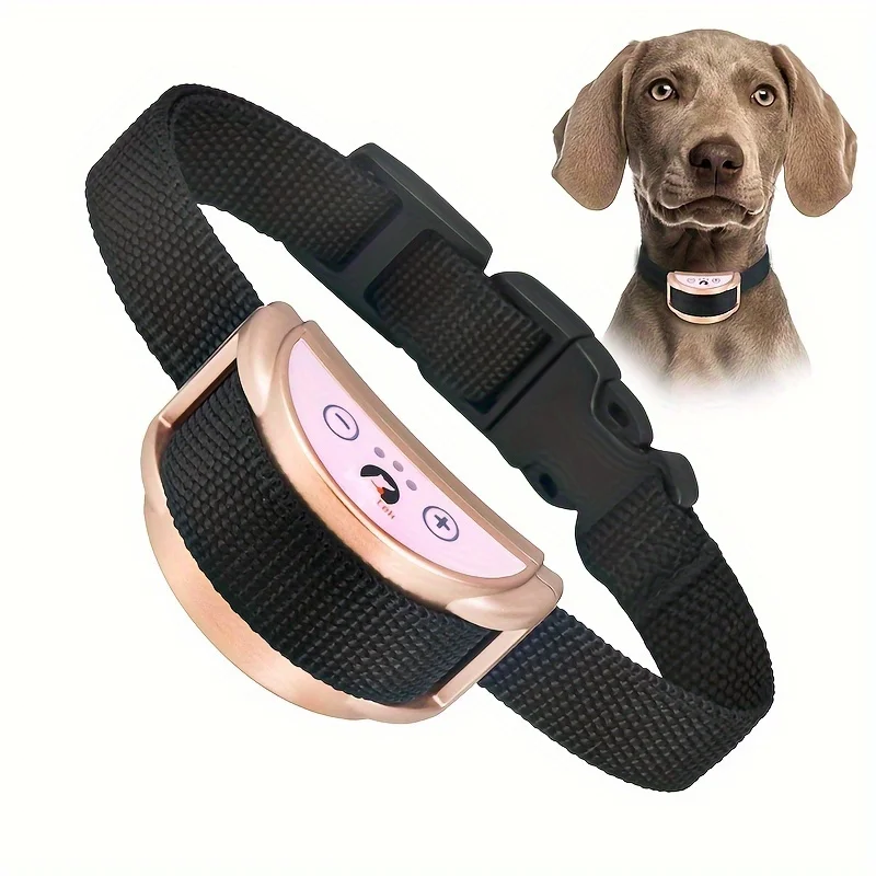 Pink Nylon Pet Anti Bark Collar Dog Necklace Dog Electric Shock Collar Bark Control For Dog Adjustable Sensitivity Pet Collar