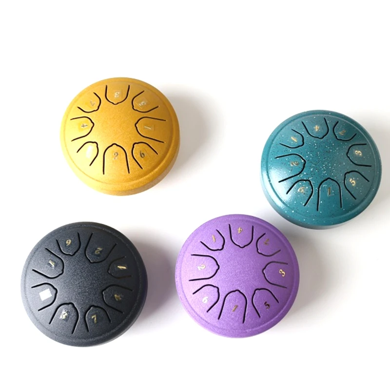 

Top-Rain Drum For Outside Steel Tongue Drum, 8 Notes 4.5 Inch Chakra Tank Drum Steel Percussion Padded Mallets