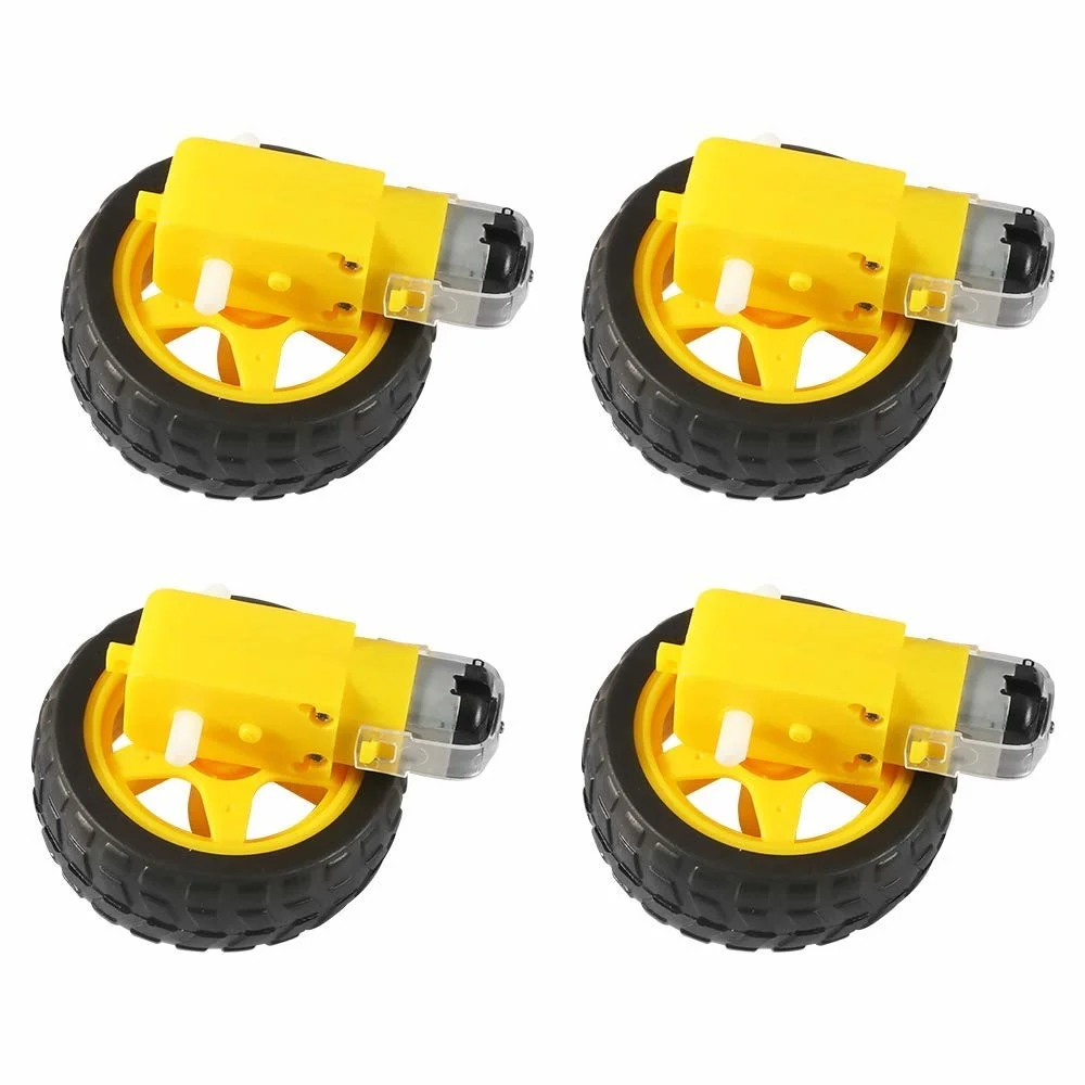 4PCS DC Electric Motor with TT Motor Tire Wheel 3-6V Dual Shaft Gear Motor TT Magnetic Gearbox Engine For Arduino Smart Car