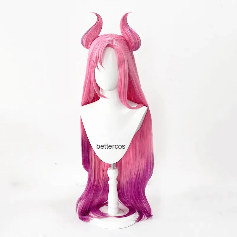 

CyGame LOL Star Guardian Kaisa Cosplay Wig Pink Purple Gradient 100cm Long Synthetic Hair Heat Resistant Halloween Wigs + Wig Ca