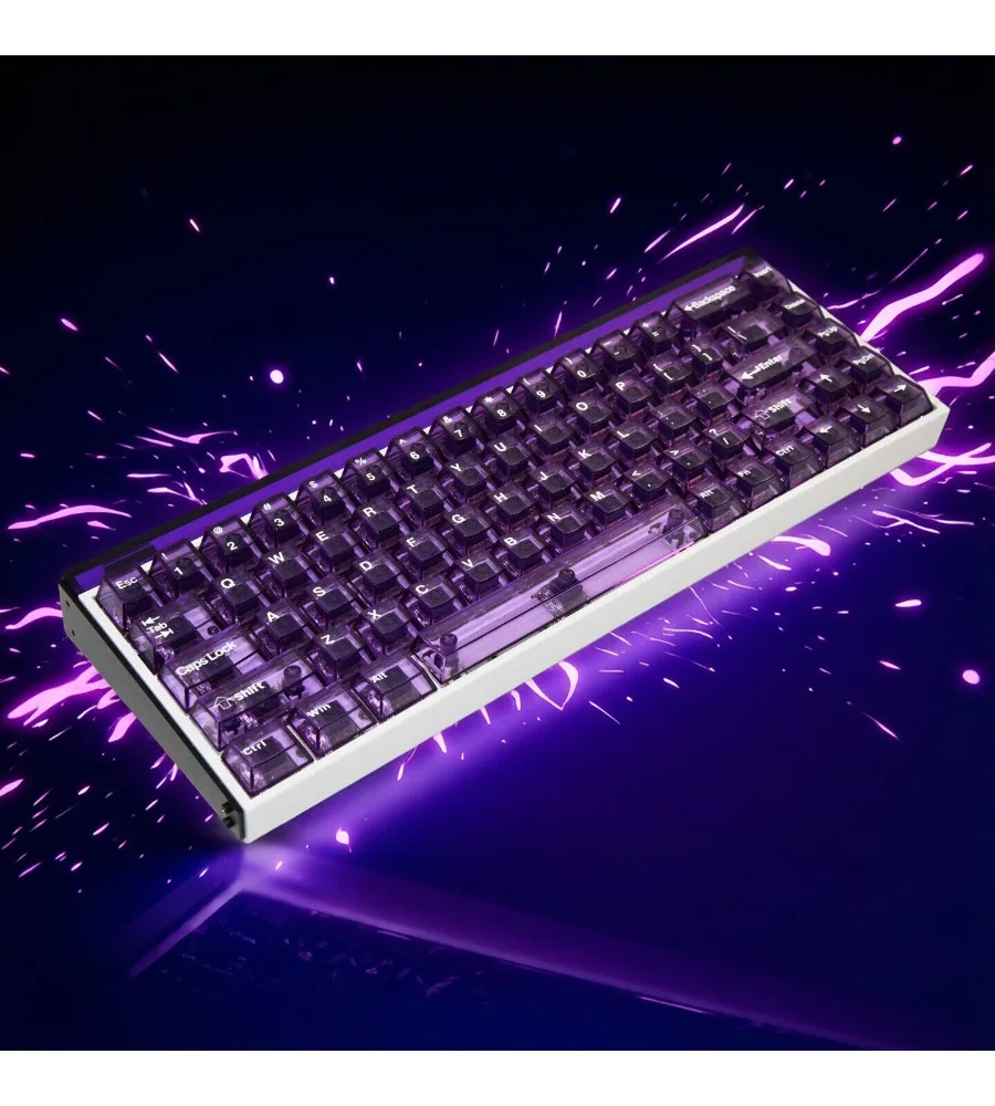 Purple light-transmitting keycap wooting0 from 68 little bee ev63 night demon master transparent keyboard cap