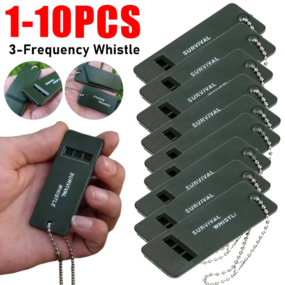

1-10 шт. 3-частотный свисток с высоким децибелом, свисток для выживания, брелок для судей, кемпинга, пешего туризма, уличный аварийный свисток для выживания