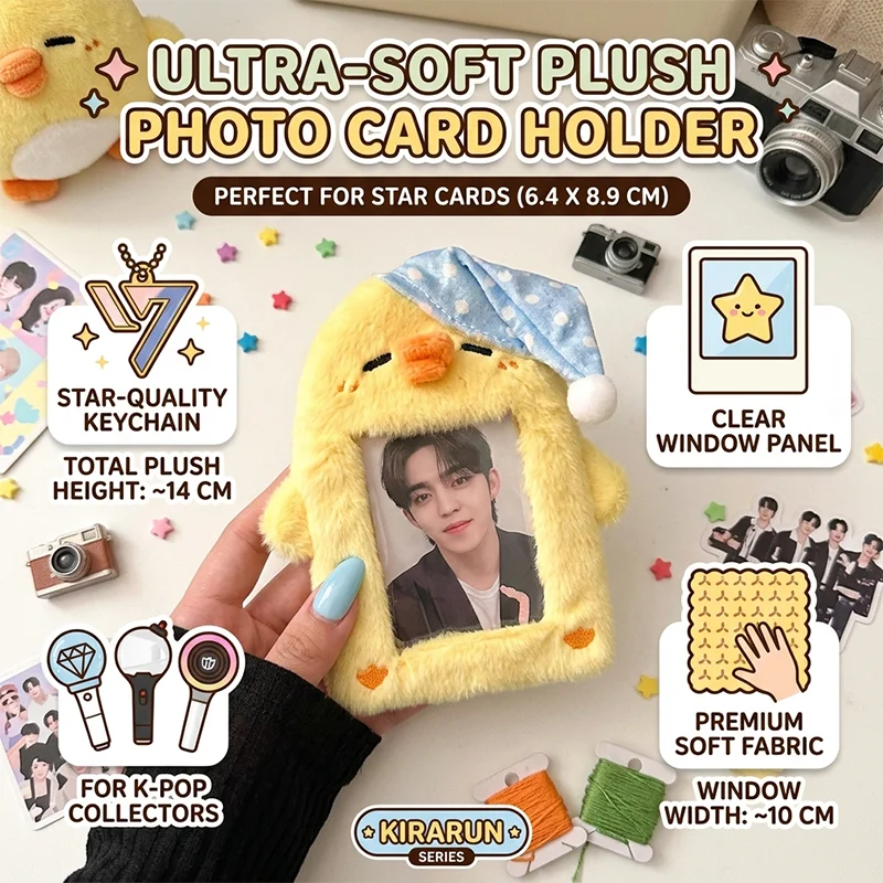 Idol Same Style Plush Photocard Case Student Card Holder Cartoon Fox Photocard Case Idol Photos Protective Cover Bag