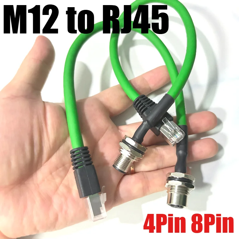 M12 Panel Mount Socket to RJ45 Plug Cable A Code D Code X Code Bulkhead Male Female Industrial Ethernet IP67 Shielded 4Pin 8Pin