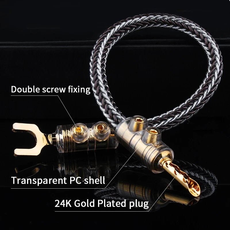 

OCC OFC Sterling Silver Audio Speaker Cable Audio Split Jumper Cable HiFi Main Speaker Amplifier Cable Gold Plated Audio Speaker