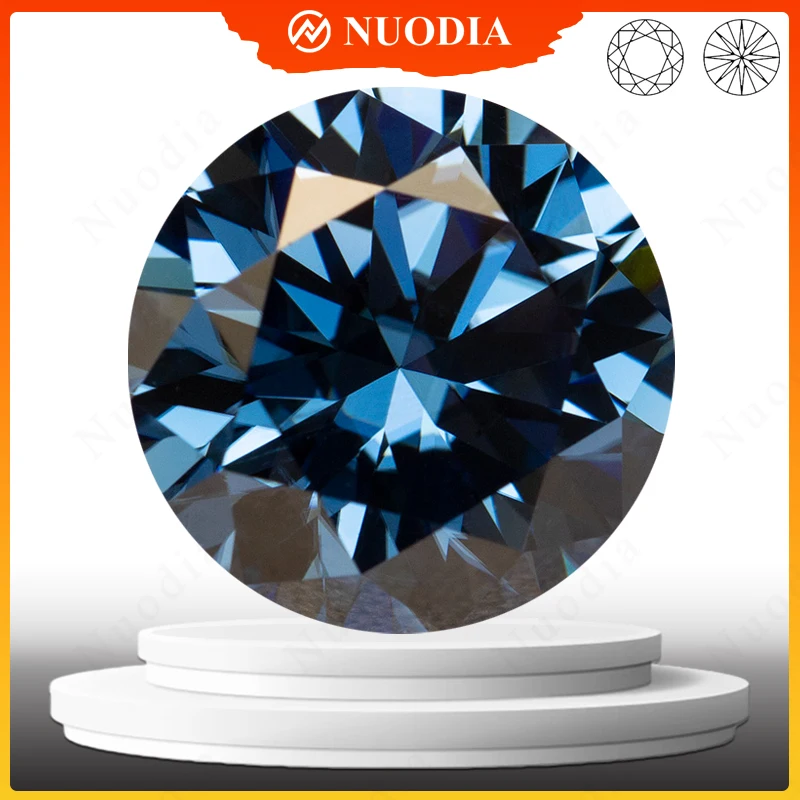 Natural Royal Blue Round Moissanite Stone 0.5-5.0ct VVS1 GRA Certified Moissanita Loose Gemstones Pass Tester with Certificate