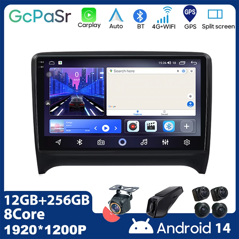 

Navigation 4G WIFI Car radio For Audi TT MK2 8J 2006 - 2014 Multimedia Video Stereo Player Carplay Android Auto No DVD 2din