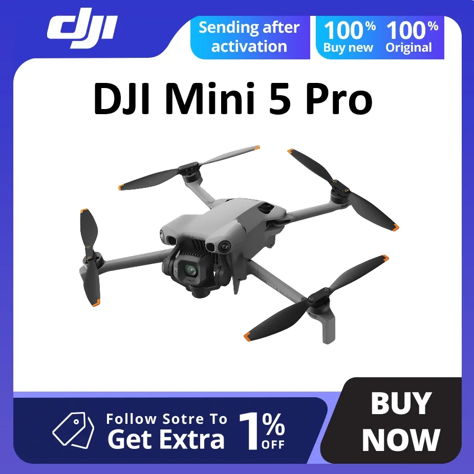 Складной мини-дрон DJI Mini 5 Pro с видеокамерой HDR 4K/120 кадров в секунду, улучшенным ActiveTrack 360° Складной мини-дрон DJI Mini 5 Pro с видеокамерой HDR 4K/120 кадров в секунду, улучшенным ActiveTrack 360°