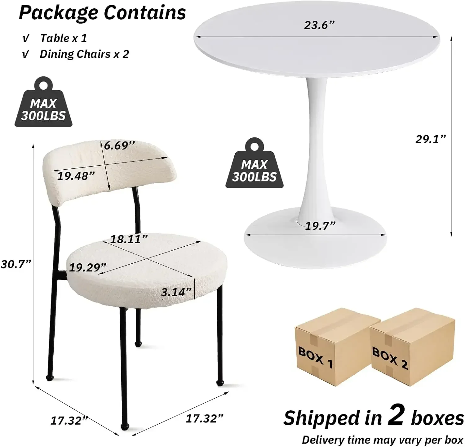 [صفقة ساخنة، عرض وقت محدود! ] طقم طاولة طعام مقاس 24 بوصة لشخصين مع كراسي منجدة مخملية وطاولة مطبخ وكراسي لشخصين، 3 قطع