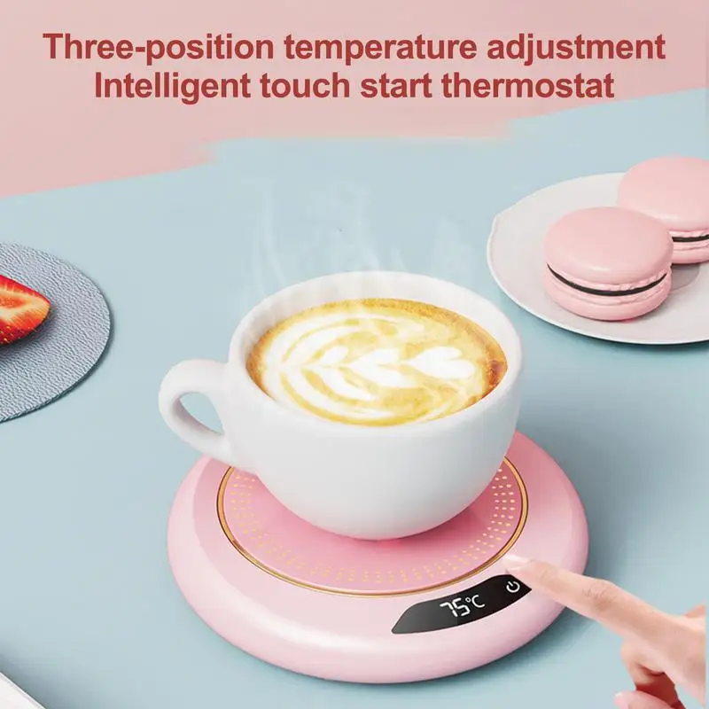 USB Cup Warmer Mini Portable Coffee Mug Heating Coaster Smart Digital Display Thermostatic Adjustment Timing Heater For Milk Tea