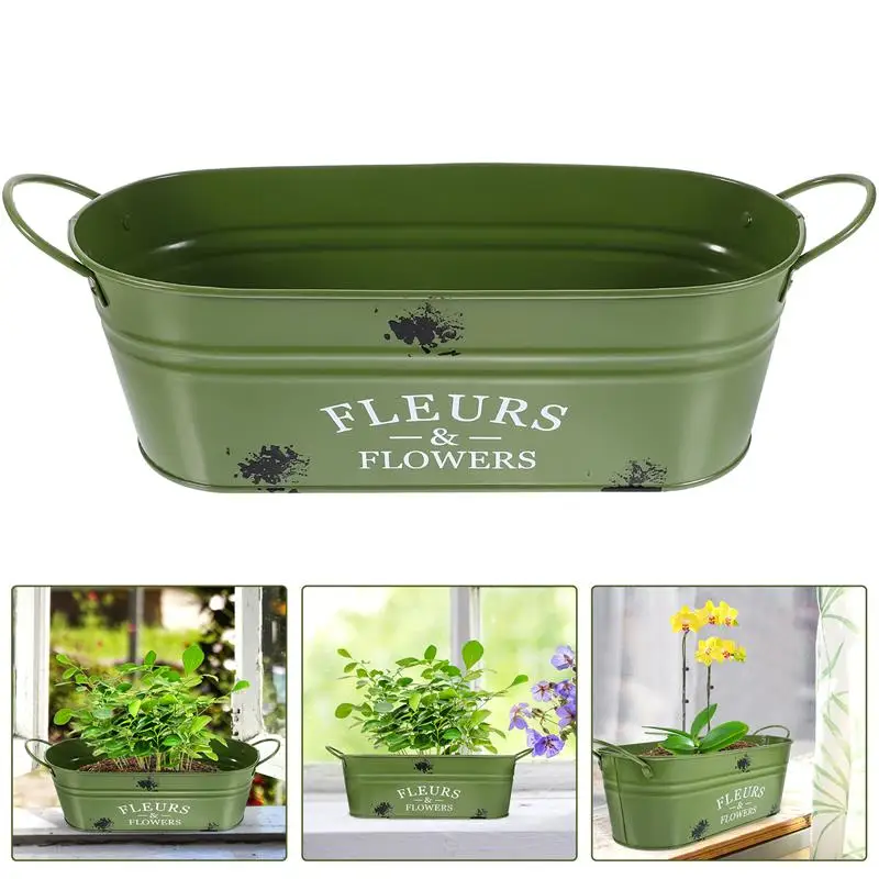 

Flowerpot Oval vintage do old tin pots Iron Flower Bucket Flowerpots Plant Planter Flowerpot Vase Oval Flower Buckets Container