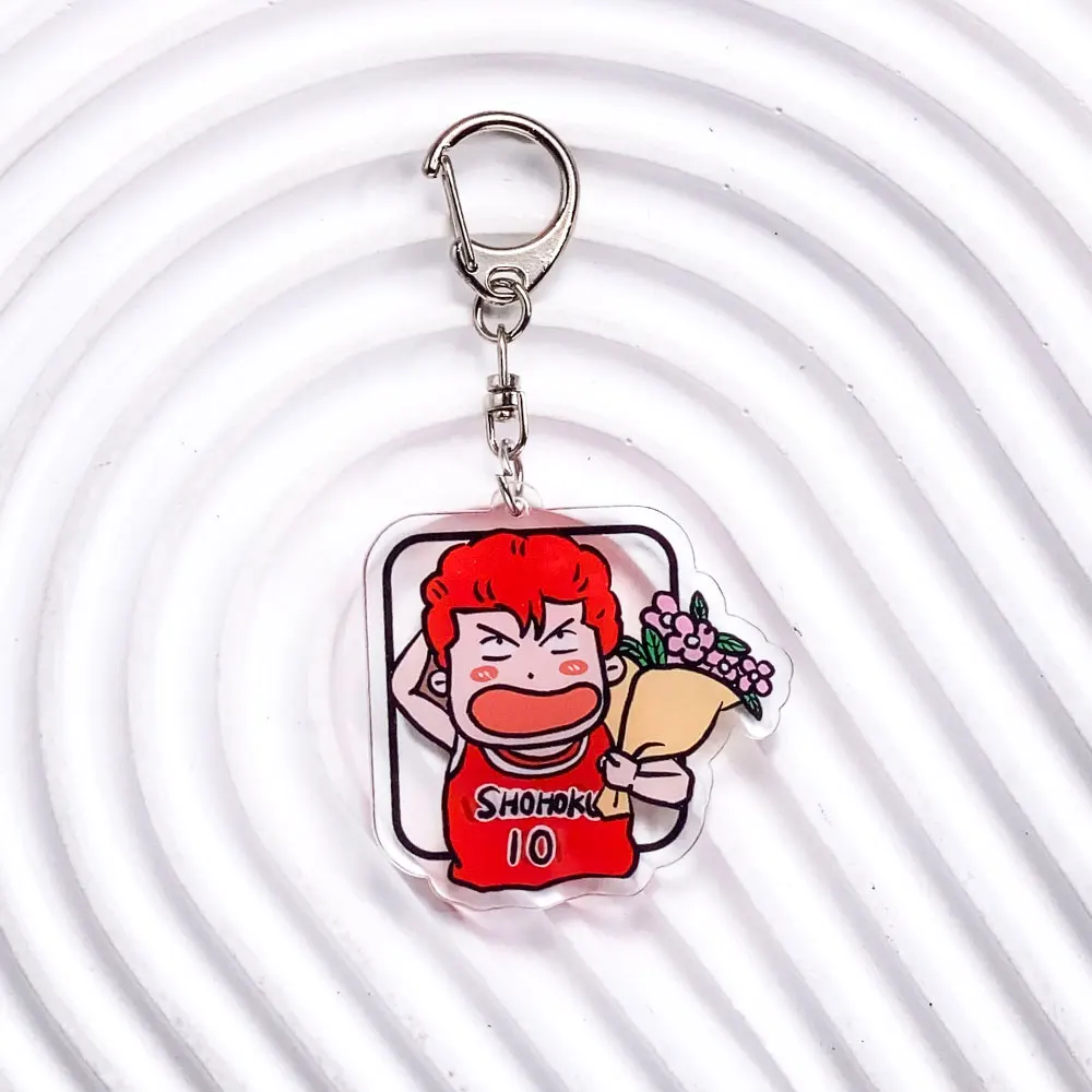9Pcs Anime Figures Slam Dunk Acrylic Keychain Bag Charms Accessories Cute Backpack Key Holder Funny Keyring Fans Friends Gifts