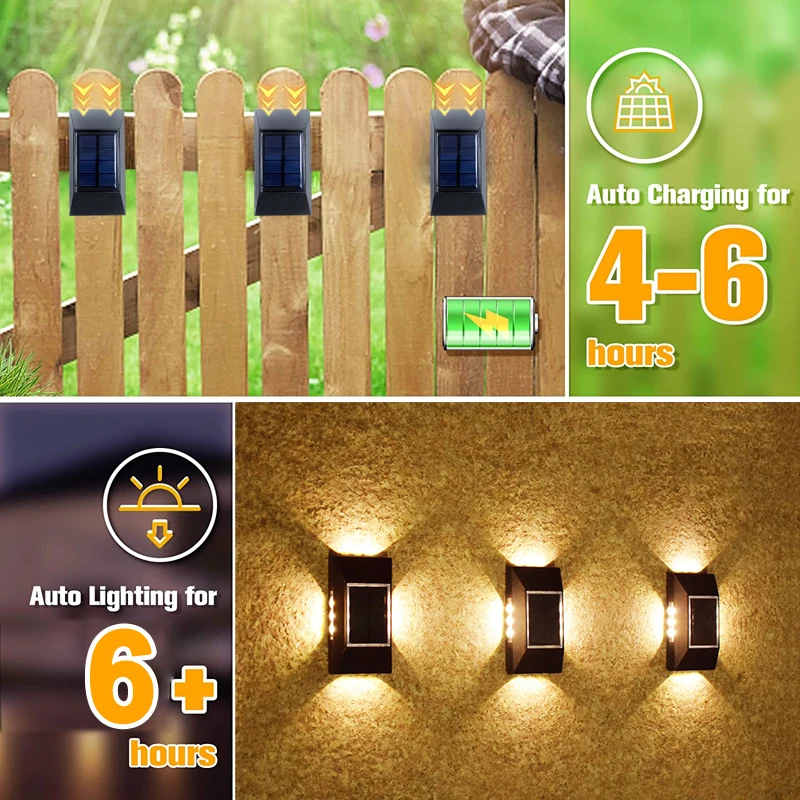 12 LED Outdoor Solar Wall Lights Waterproof Garden Decor Lamps for Courtyard Street Wall Light Garden Outdoor Solar Lamp