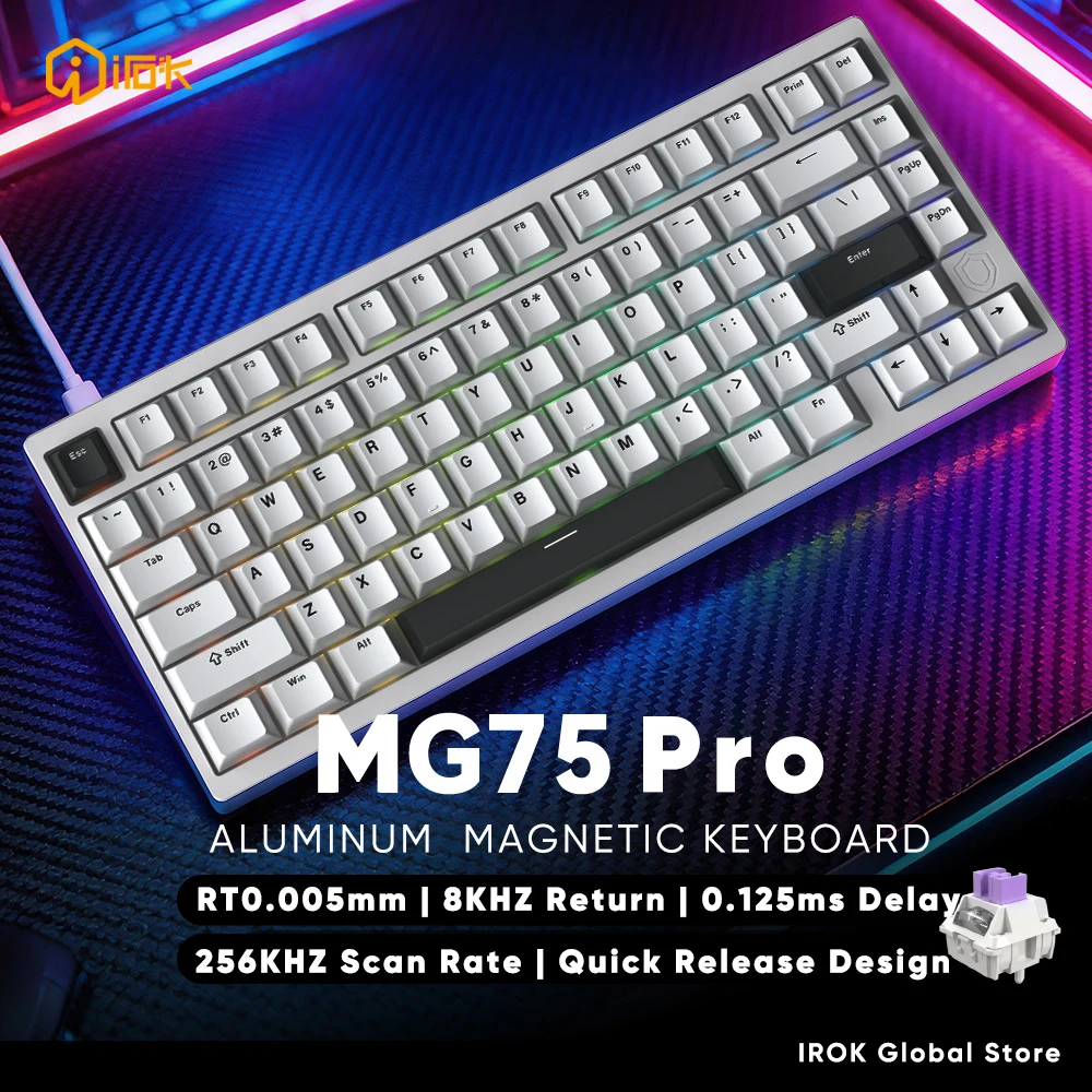 IROK MG75Pro MG75 Pro MG75 Gaming Aluminum Magnetic Switch Mechanical Keyboard 75% Rapid Trigger 0.005mm Wired Gamer Keyboard