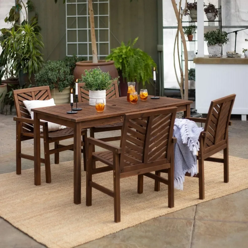 

Outdoor Garden Furniture Sets Dark Brown Dining Table Set 5 Piece Dinning Tables Sets Backyard Patio Chair Living Room Rattan